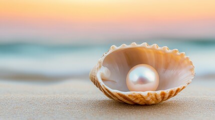 A beautiful pearl inside an oyster, symbolizing the growing popularity and demand for pearls. The jewelry and pearl processing industry. The rising price of pearls.