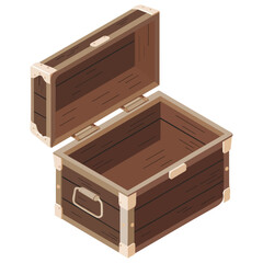 Isometric Open Chest Icon Vector Illustration on White Background