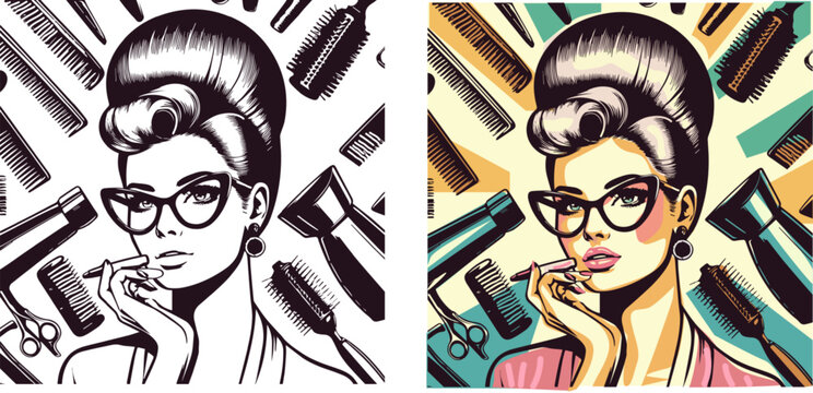 vintage hair salon poster	
