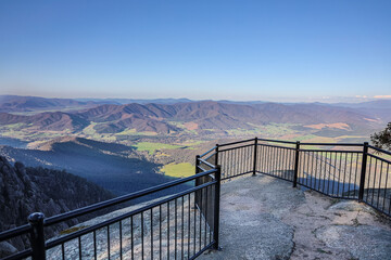 Scenic alpine outback nature view from Bents Lookout points at Mount Buffalo National park, Victoria Australia