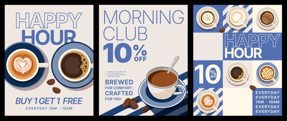 Vector illustration of Coffee Shop poster minimal and modern design, food and drink concept, menu template and mockup design, coffee cup of espresso, sale and promotion