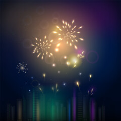 Fireworks over the city.