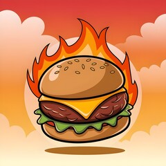 a burger in Flame logo