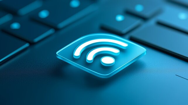 Striking blue wifi symbol, a modern representation of wireless network connectivity - Powered by Adobe