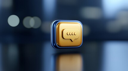 Striking gold and blue app icon design on a dark background, modern mobile interface element