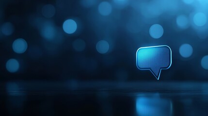 Vibrant blue speech bubble on a dark background, symbol of modern communication