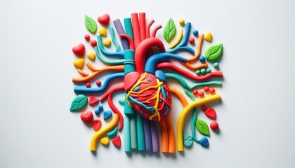Obraz premium Colorful heart art creation clay sculpture vibrant design studio environment artistic viewpoint