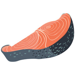 Cartoon Fish Piece Icon Vector Illustration on White Background