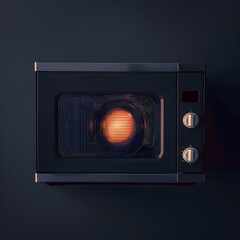 Fototapeta premium Modern Microwave Oven with Warm Light