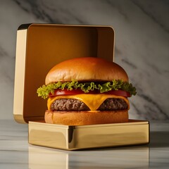 a burger in Flame logo