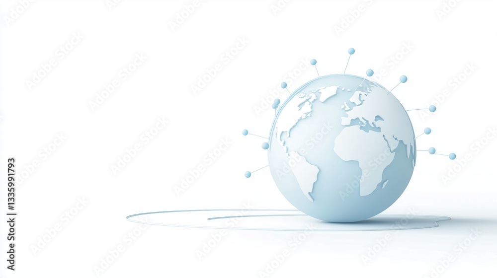 Poster globe with connectivity icon rotating globe with network icons positioned at major cities, data stre