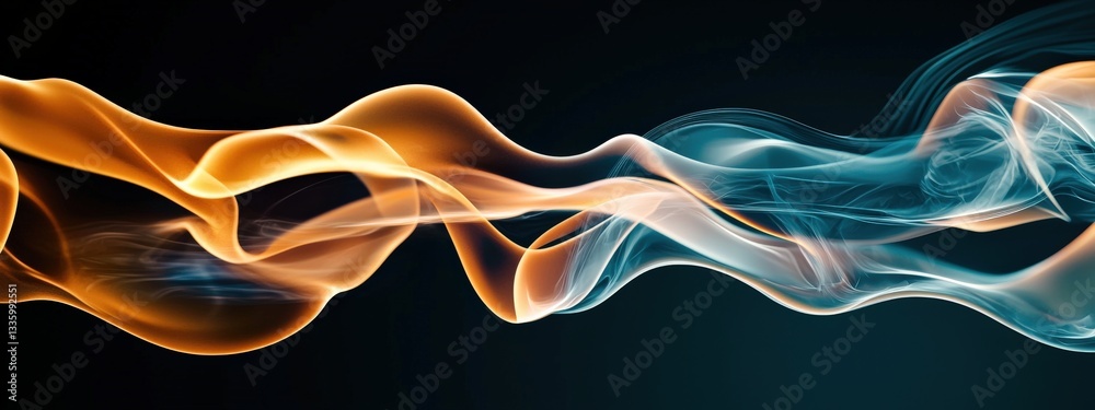 Poster flames interacting with wind to create dynamic abstract shapes.