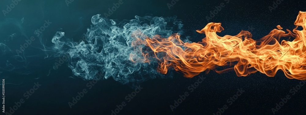 Poster flames interacting with wind to create dynamic abstract shapes.