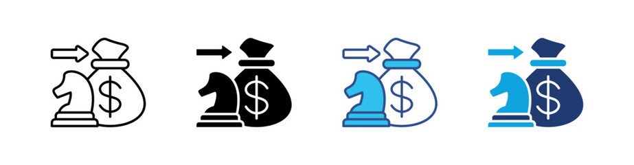 Money Bag Multi Style Icon Set Vector 