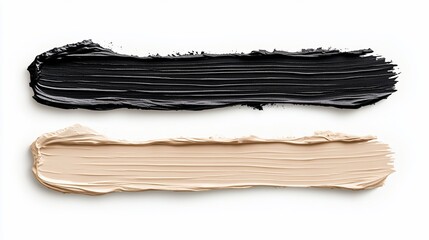 Minimalist brushstrokes in contrasting black and beige, modern art concept