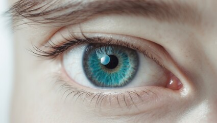 Fototapeta premium Mesmerizing Close Up of Human Eye with Teal and Brown Hues in Shadow and Light