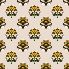 Hashtag CADS Floral block print Pattern. Boho Print. Hand draw Illustrations, Batik Print, Floral Pattern, Print Art. EPS file format. 