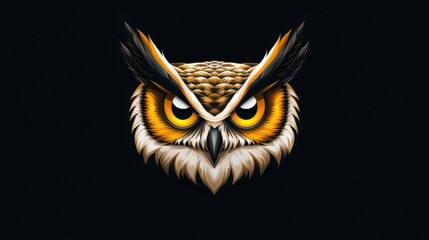 Pixel Art Owl Portrait on Black Background