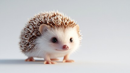 Obraz premium Adorable small hedgehog, cute animal with spiky back and round face, perfect for nature-themed projects or pet content.