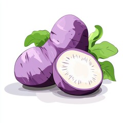 Purple Root Vegetables with Green Leaves Illustration
