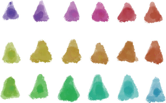 Set of watercolor stain. Spots on a white background. Watercolor texture with brush strokes. Gradients with overlay.
