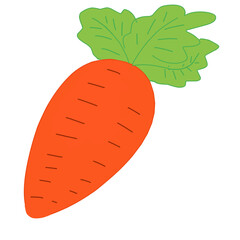 A simple vector illustration of a carrot with green leaves