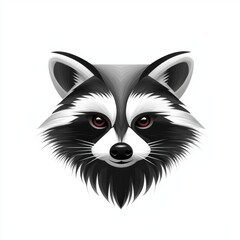 Raccoon Portrait: Black And White Fur, Red Eyes, Detailed Close Up