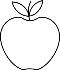Apple Outline with Two Leaves - Minimalist Fruit Line Art for Autumn and Fall Designs