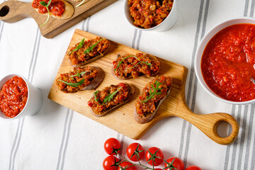 Delightful tapas plated beautifully with vibrant colors and rich flavors, perfect for sharing