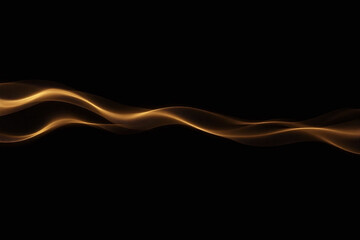 black and gold background with a wavy line of smoke