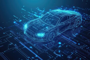 Digital Car Futuristic Technology Network Design, Background