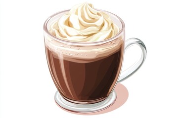 Warm, creamy hot chocolate in a glass mug