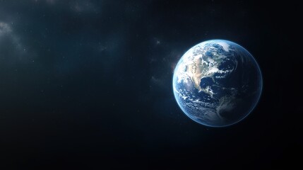 Obraz premium Glowing Earth with abstract network connections, symbolizing global connectivity and unity in a vast universe.