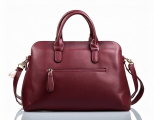 Large maroon handbag isolated on white background. Generated image