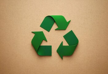 recycle symbol on wooden background