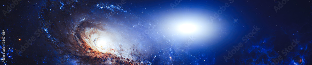 Wall mural spectacular galactic spiral with glowing core and starry background in deep space. elements of this 