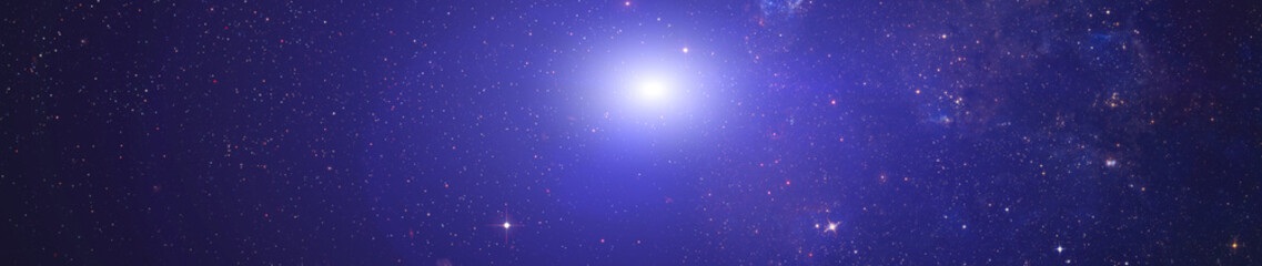 Vivid skyscape with bright star, distant galaxies and countless stars in deep space. Elements of this image furnished by NASA.