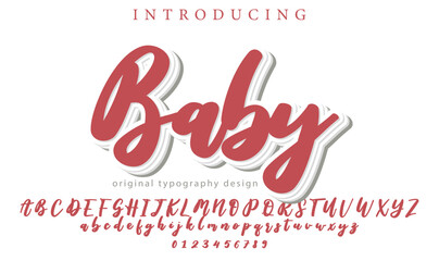 Baby Font Stylish brush painted an uppercase vector letters, alphabet, typeface