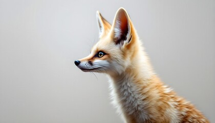 Adorable Fennec Fox Portrait Against Neutral Background