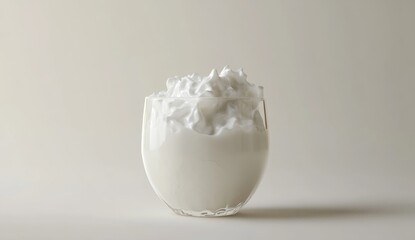 A glass bowl filled with frothy milk