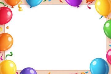 birthday frame with balloons and streamers