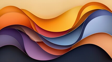 Fototapeta premium A vibrant abstract composition of overlapping shapes in warm and cool colors.