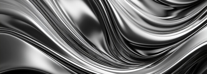 Metal chrome liquid background abstract texture silver gradient 3d pattern design fabric. Liquid metal wave chrome.