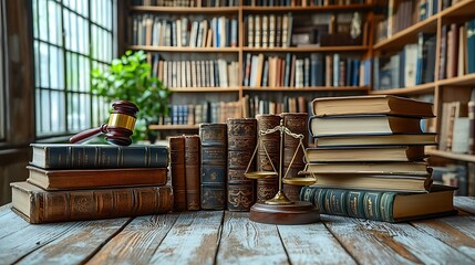 Antique Books Gavel Scales Justice Legal Concept