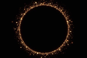 golden circle with sparkles on a black background