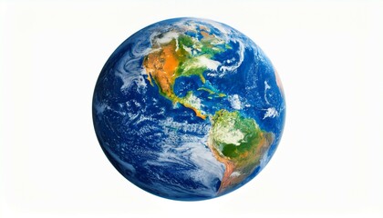 Earth, from, space, view, isolated, on, white, background, planet, globe, continents, oceans, clouds, atmosphere, blue, and, green, hues, detailed, surface, cutout, cosmic, perspective, astronomy, sci