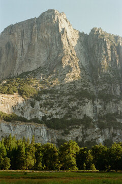 Towering Cliffs over Yosemite's Valley Floor