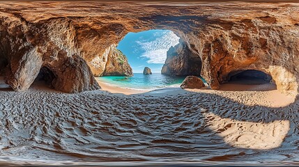 Coastal Cave Beach Panorama 360 Image