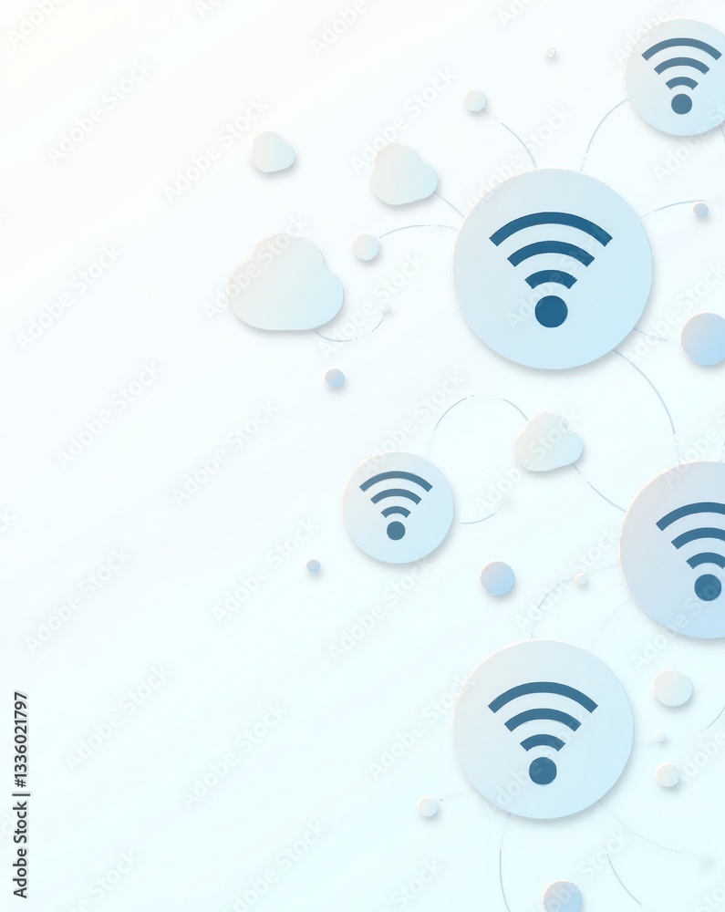 Aufkleber a modern abstract illustration of wireless connection. the image depicts several wifi symbols in a n