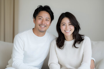 An affectionate middle-aged couple enjoying a peaceful afternoon in a stylish living room